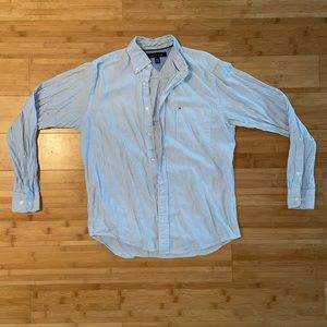 Tommy Hilfiger blue seersucker strip button up - S